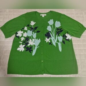 Beautiful by Lawrence Zarian XL  Short Sleeve Button Up Sweater